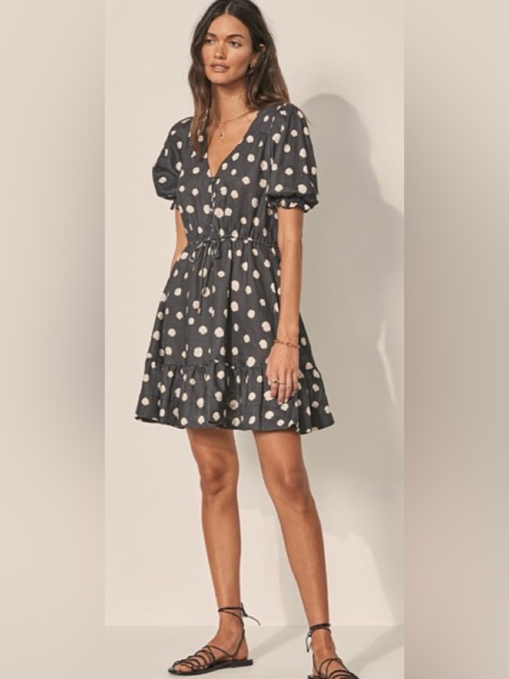 Kivari Frida babydoll mini dress navy shell